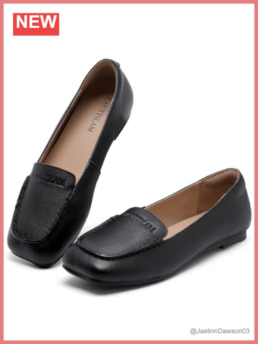 Women's Square Toe Leather Loafers Slip-On Comfort Flats